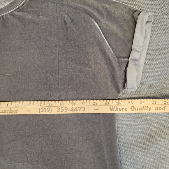 Wishlist Womens Grey Velvet Relaxed Cuffed Sleeve Top T5031KS Size M/L - Picture 2 of 8